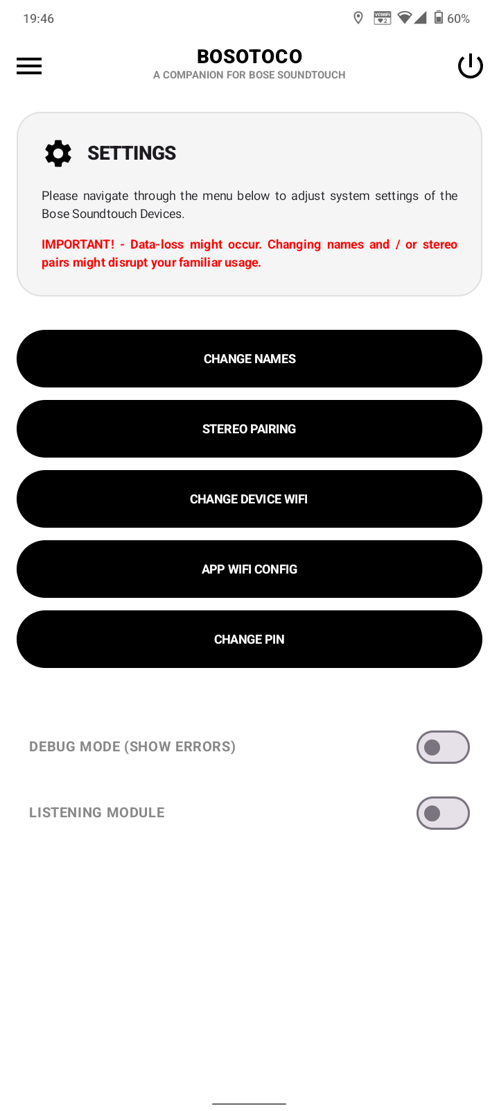 Settings Screen